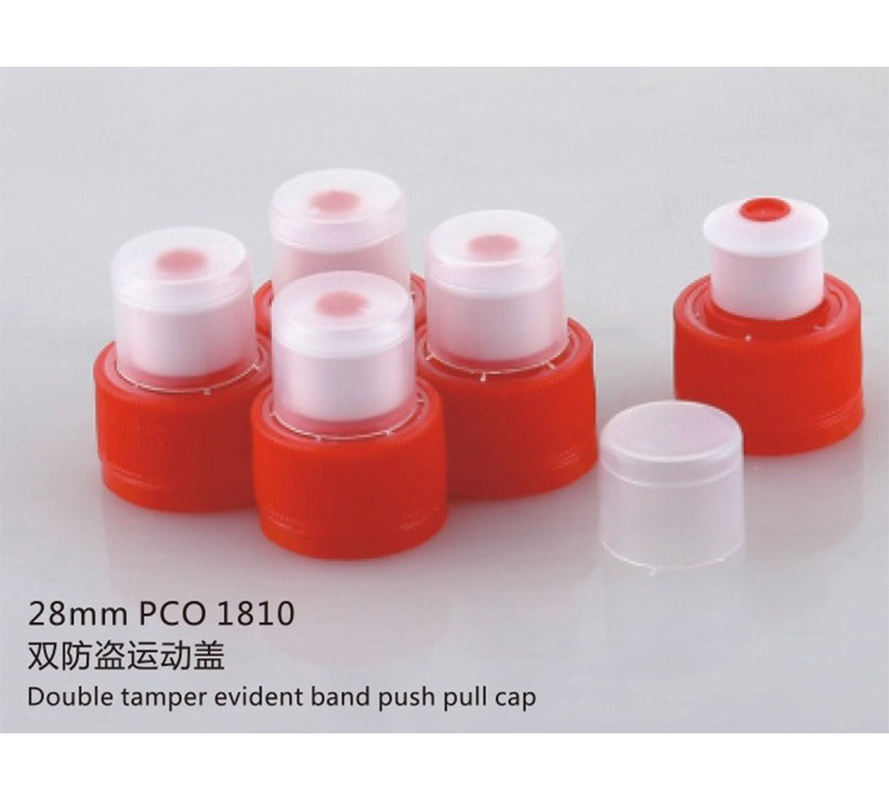 Double tamper evident band push pull cap